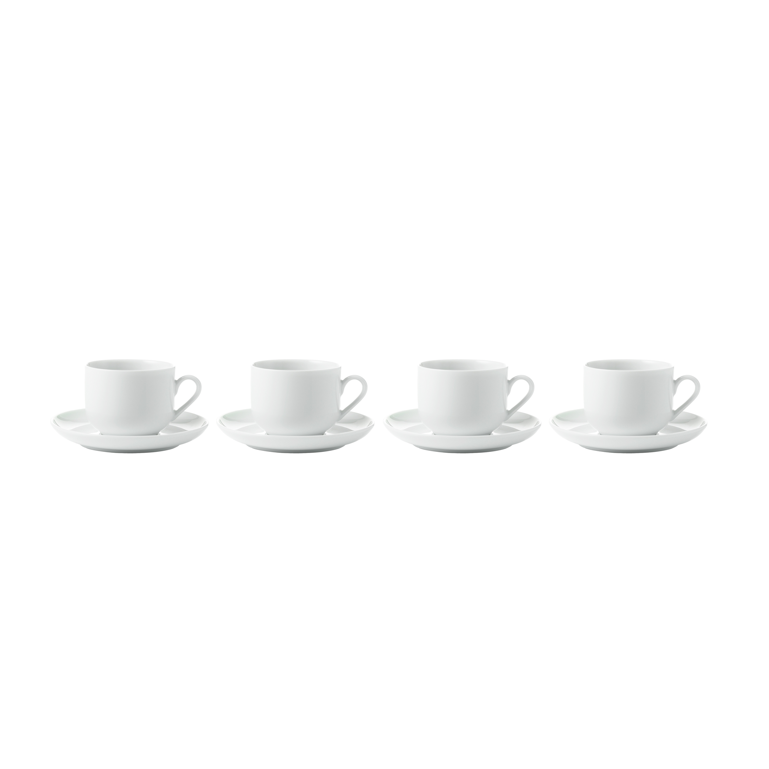 Kaffeetassen mit Unterteller, 4Stk ""asw"" - Kaffeetassen mit Untertassen - Porzellan Geschirr weiss