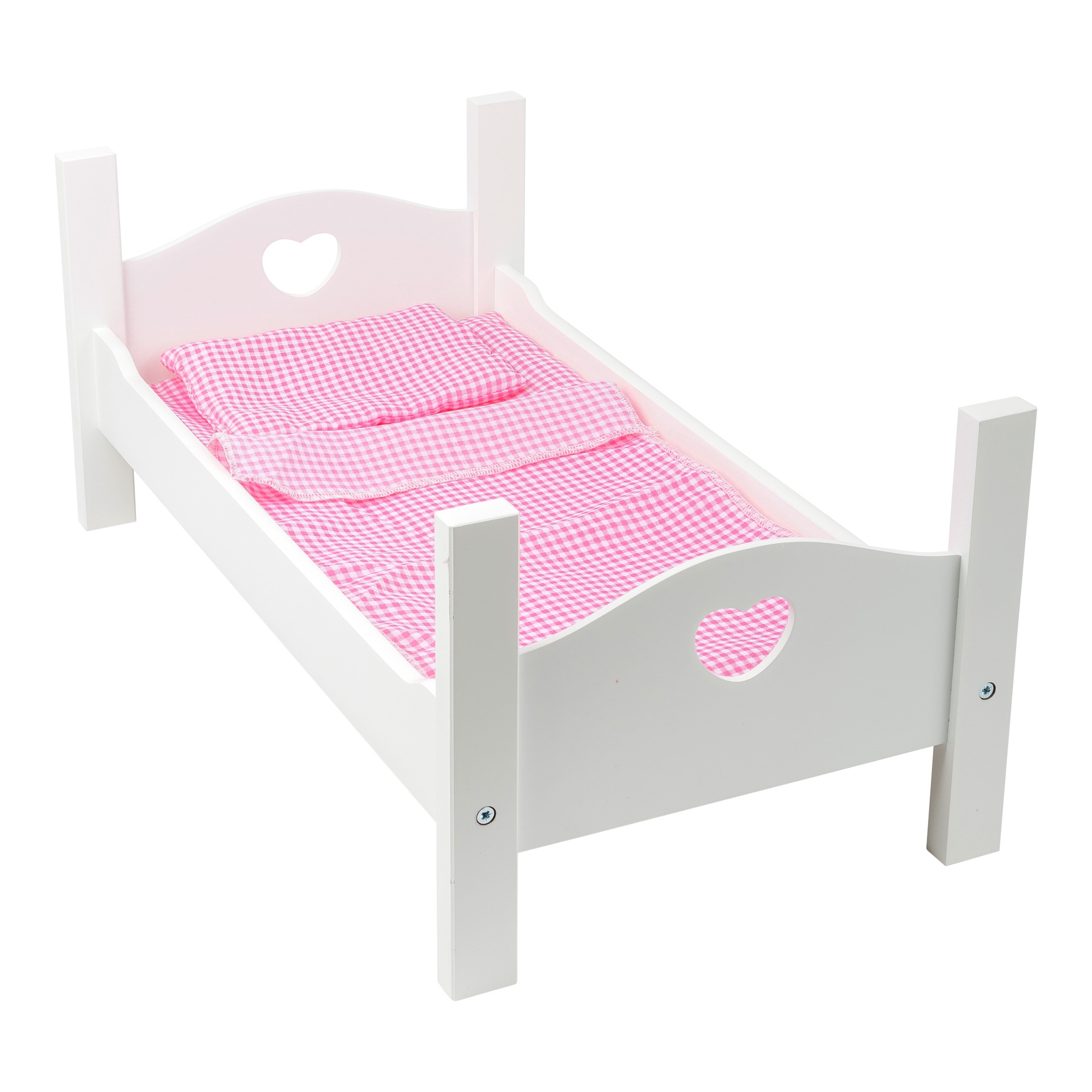Puppenmöbel - Puppenbett, Bettwäsche - Möbel für Bäbi Puppen: Bett mit Leintuch Duvet und Kissen