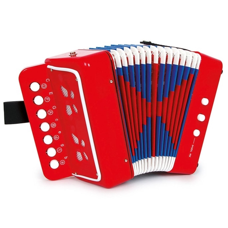 Klangspielzeug, Knopf- Akkordeon rot - Klangspielzeug, Akkordeon Kinder (Handorgel, Harmonika), rot
