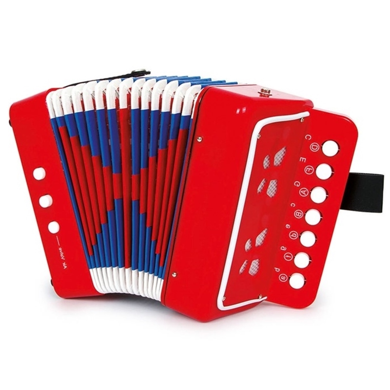 Klangspielzeug, Knopf- Akkordeon rot - Klangspielzeug, Akkordeon Kinder (Handorgel, Harmonika), rot