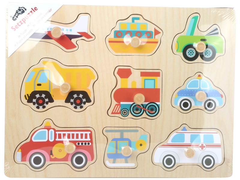 Setzpuzzle Fahrzeuge Small Foot Design - Steckpuzzle aus Holz, Holzpuzzle, Baby Puzzle Fahrzeuge