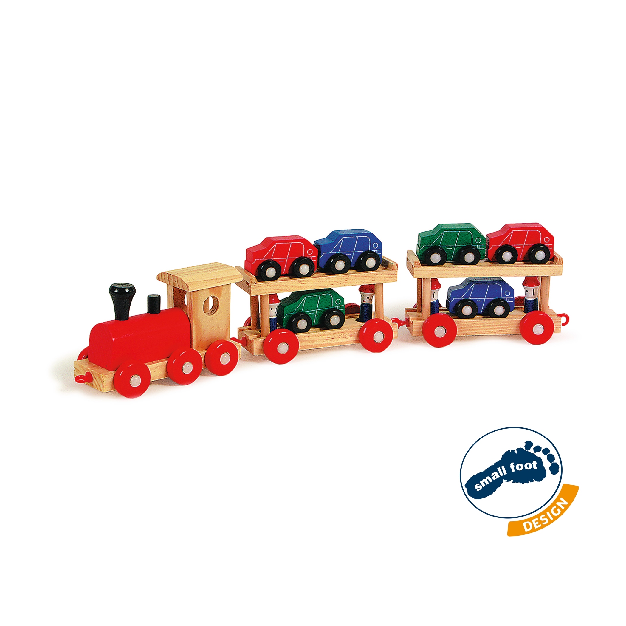 Spielzeug Autoreisezug 48 cm mit Autos - Holzspielzeug Autoreisezug mit Autos und Figuren aus Holz