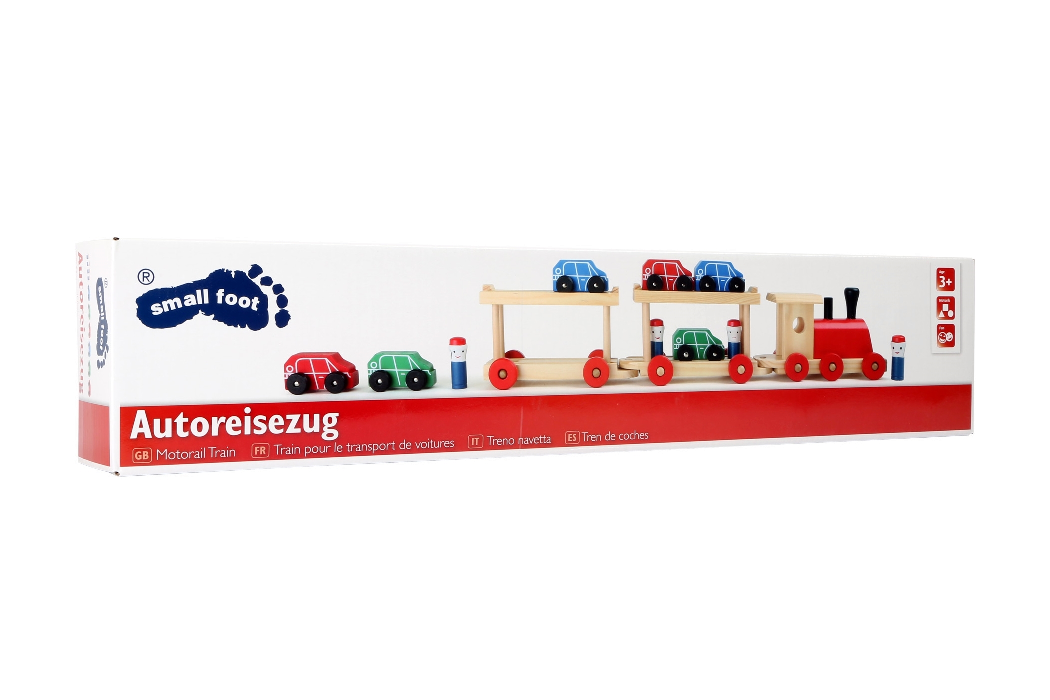 Spielzeug Autoreisezug 48 cm mit Autos - Holzspielzeug Autoreisezug mit Autos und Figuren aus Holz