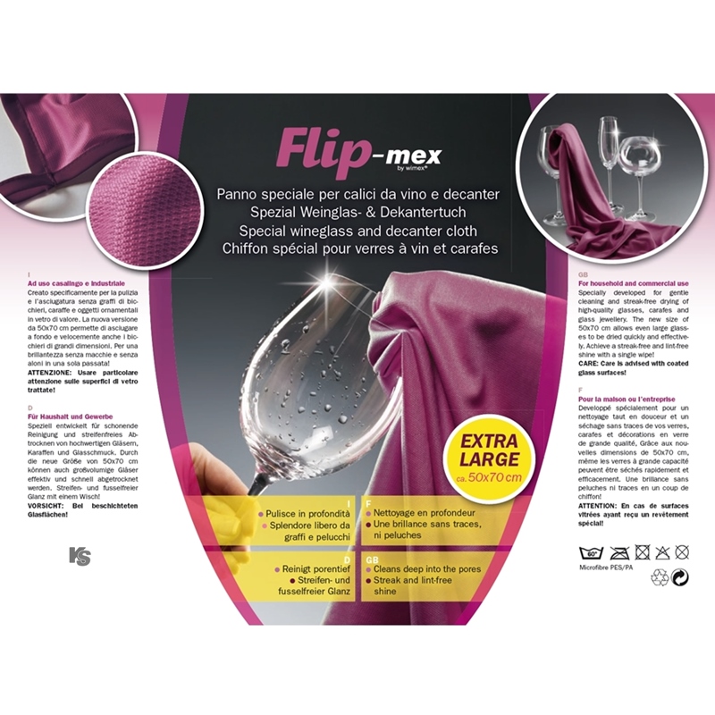 FlipMex Weinglas- und Dekantertuch 50x70 - Microfaser Gläsertuch, Geschirrtuch oder Abtrocknungstuch