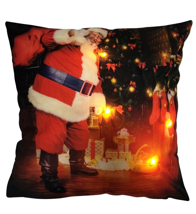 LED Kissen 40x40cm mit Füllung ""Santa"" - Zierkissen mit Füllung, Motiv: Santa Claus