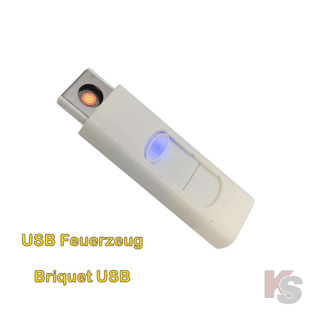 Display mit 24 Stk USB Feuerzeugen weiss - Elektronisches Akku USB Glühspiralen Feuerzeug windgeschützt