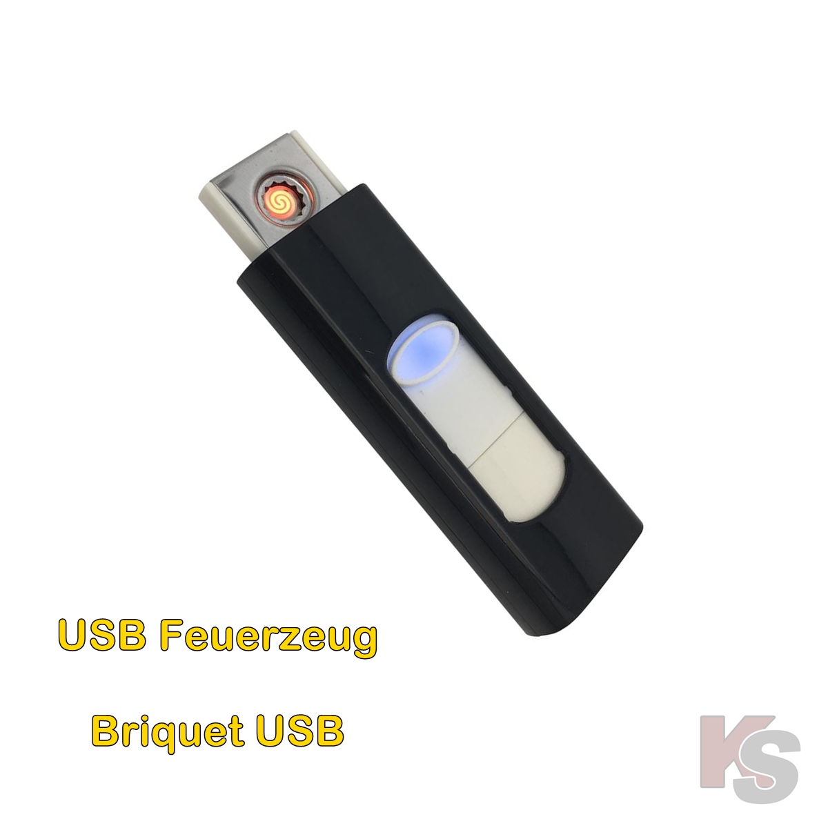 Display 24 Stk. USB Feuerzeugen, schwarz - Elektronisches Akku USB Glühspiralen Feuerzeug windgeschützt