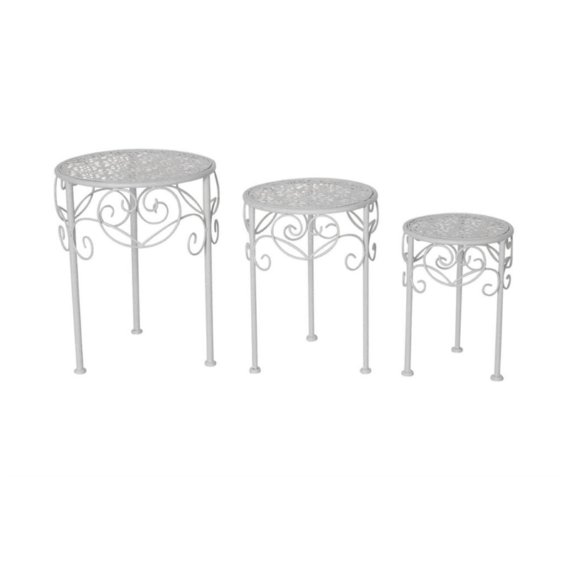 Pflanzenständer / Tisch Metall, 3er Set - Säule / Tischlein Ablagefläche für Pflanzen, Blumentopf etc
