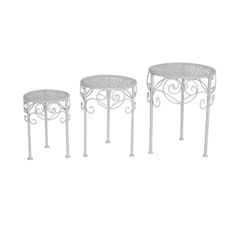 Pflanzenständer / Tisch Metall, 3er Set - Säule / Tischlein Ablagefläche für Pflanzen, Blumentopf etc