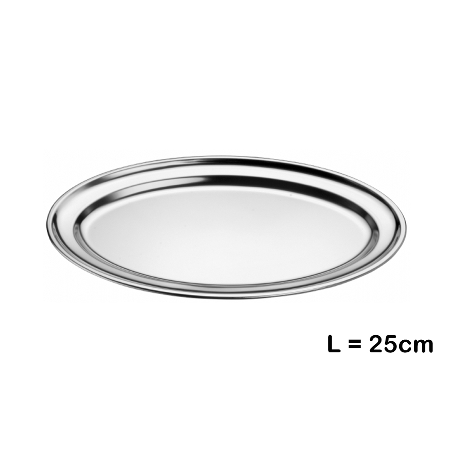 Platte / Tablett oval L 25cm, Edelstahl - Servierplatte, Serviertablett, Präsentationsplatte, Tablar