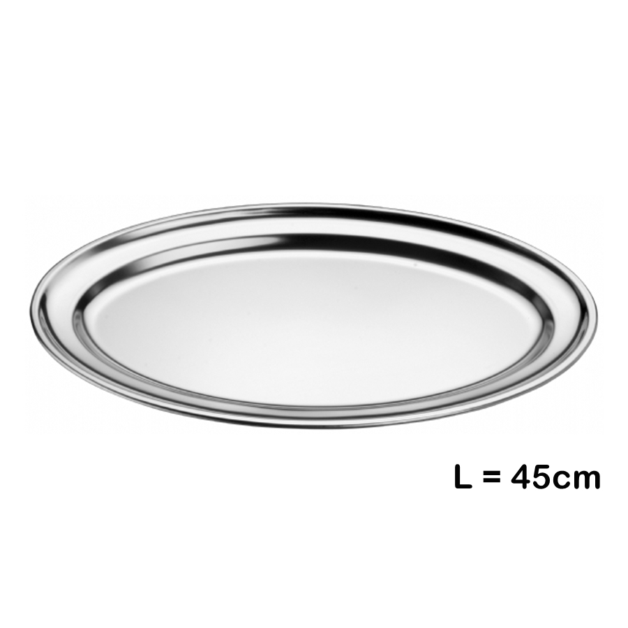 Platte / Tablett oval L 45cm, Edelstahl - Servierplatte, Serviertablett, Präsentationsplatte, Tablar