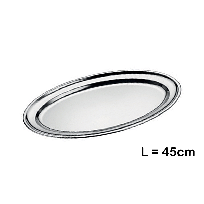 Platte / Tablett oval L 45cm, Edelstahl - Servierplatte, Serviertablett, Präsentationsplatte, Tablar