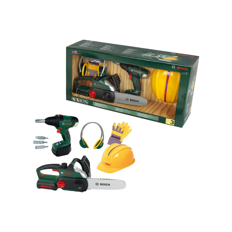 Kinder Bauarbeiter Set Bosch - KLEIN - Werkzeuge und Zubehör, Batterien 6xAA exkl. ab 3+