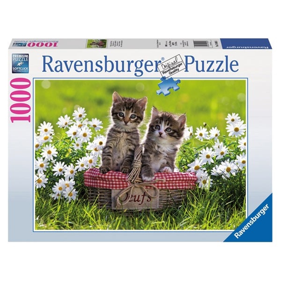 Ravensburger Puzzle, Kätzchen Picknick - Puzzle 1000tlg, Picknick auf der Wiese (Katzen Motiv)