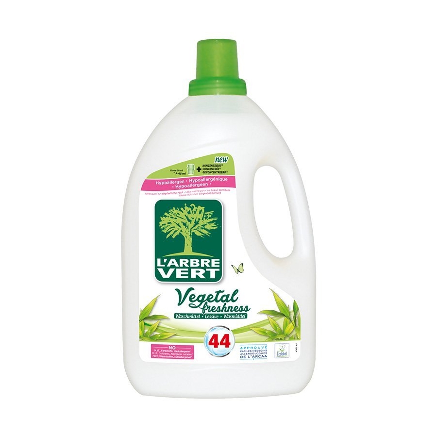 Öko Waschmittel flüssig Vegetal Fresh 2L - Oekologisches Flüssigwaschmittel für Weiss- und Buntwäsche