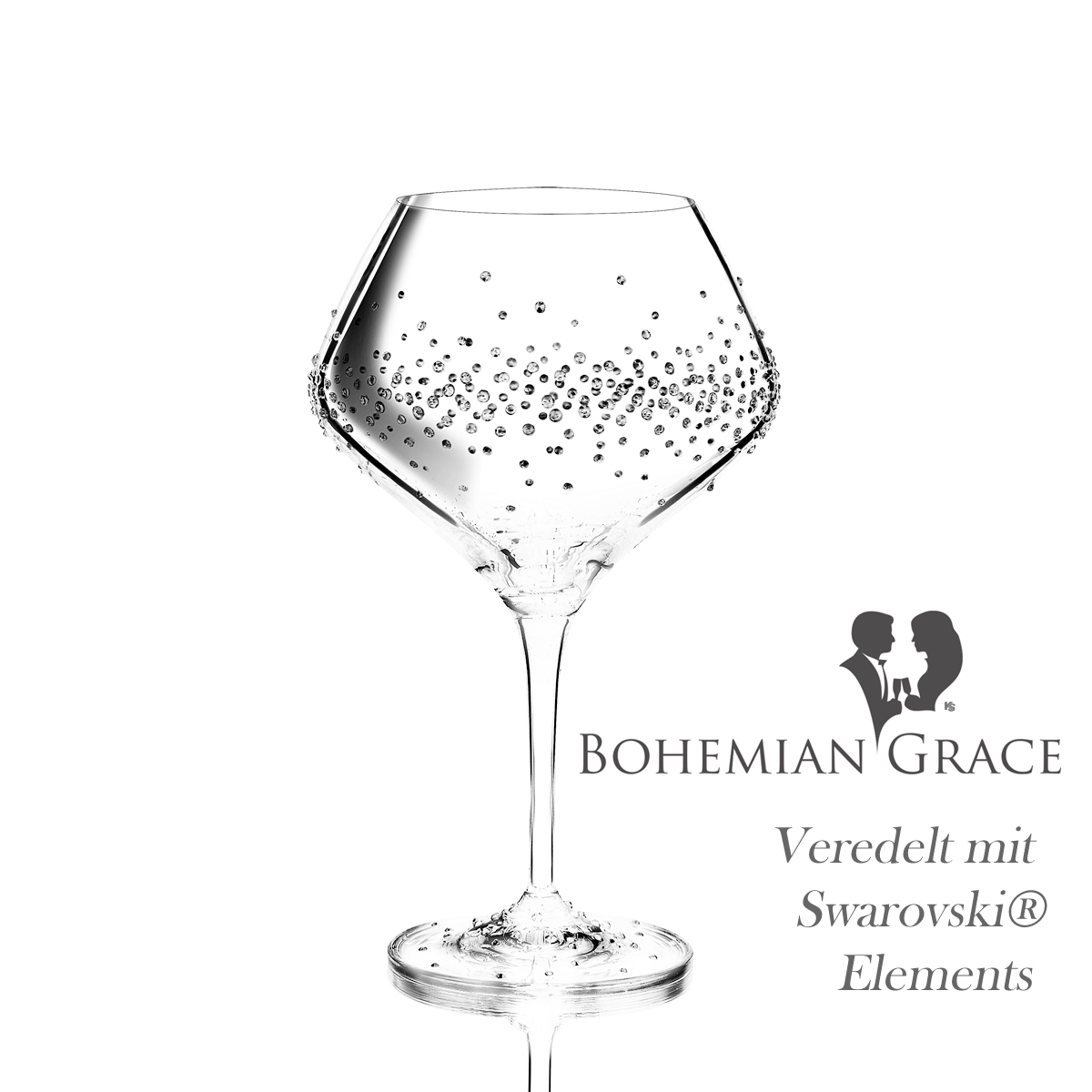 Weinglas 2Stk HERMES 470 Bohemian Grace - Rotweingläser HERMES 2Stk, mit Swarovski Elements