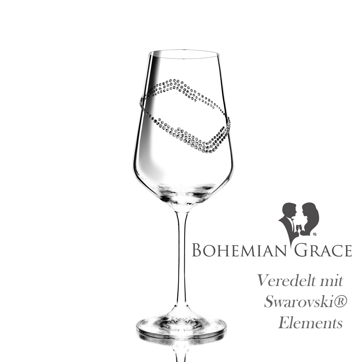 Weinglas 2Stk DIONISUS Bohemian Grace - Rot- oder Weissweingläser DIONISUS 2Stk, Swarovski Elements