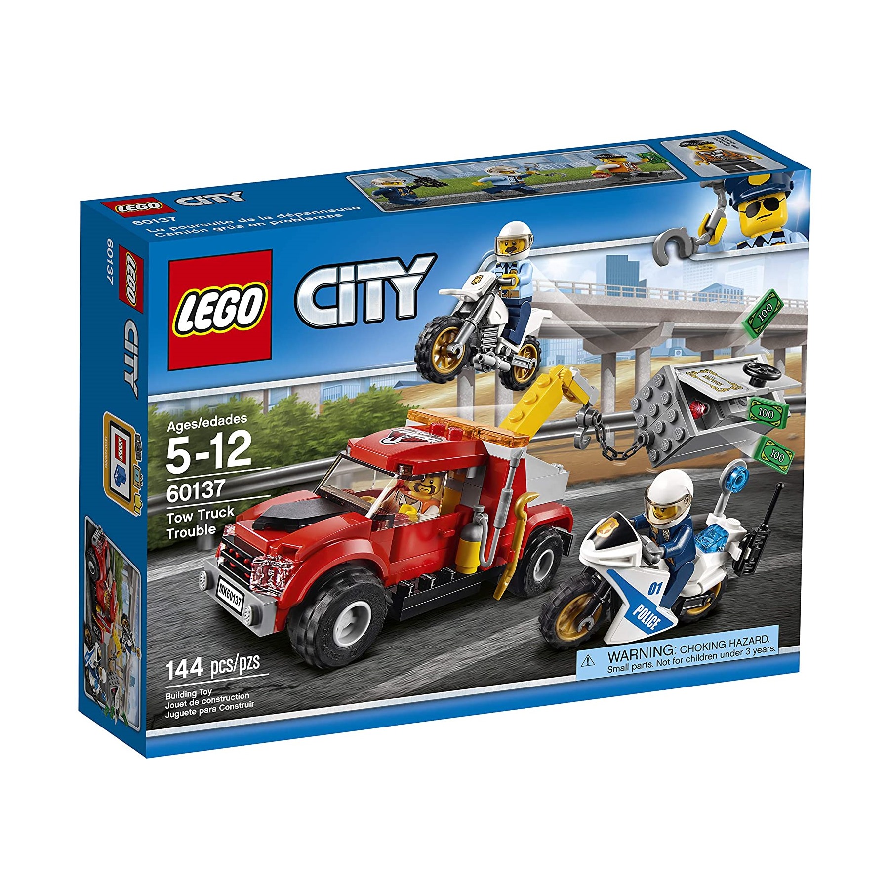 Lego City Abschleppwagen auf Abwegen - Lego Abschleppwagen Set mit Polizei Töff und Cross Moto