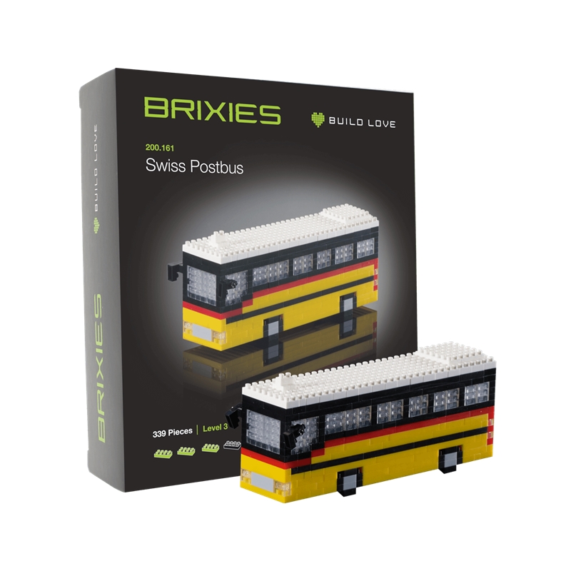 Schweizer Postauto / swiss postbus - Swiss Postbus - Bausatz aus Brixies mini Bausteinen