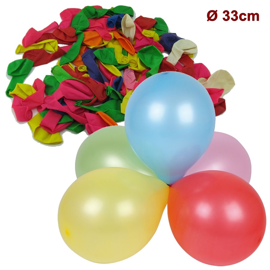 Ballon, 100Stk Luftballon 33cm, bunt Mix - Ballons, Rundballons, Luftballons, Bunt Mix, D33cm, 100Stk.
